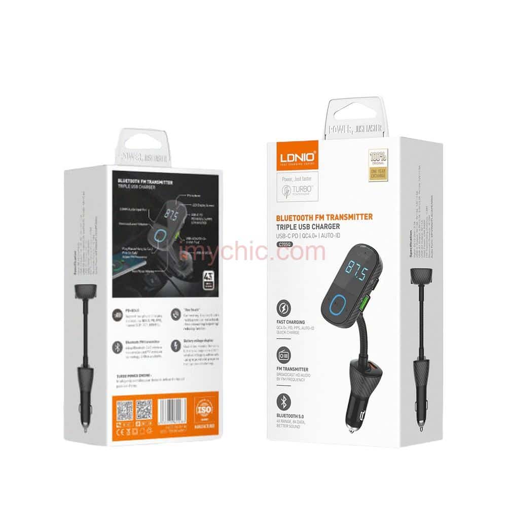 Transmetteur Bluetooth vers FM pour Voiture avec USB QC 3.0 Port Fast  Charging