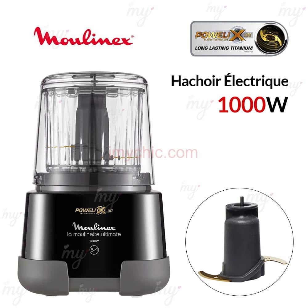 Hachoir multifonction 5en1 Moulinex DPA810810 Ultimate Noir 1000W