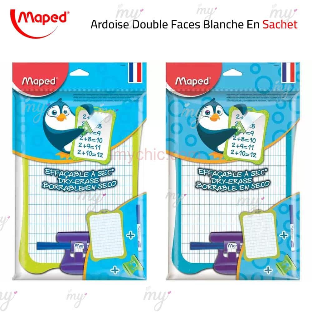 Ardoise blanche double face en sachet MAPED 258500 ALL WHAT OFFICE NEEDS