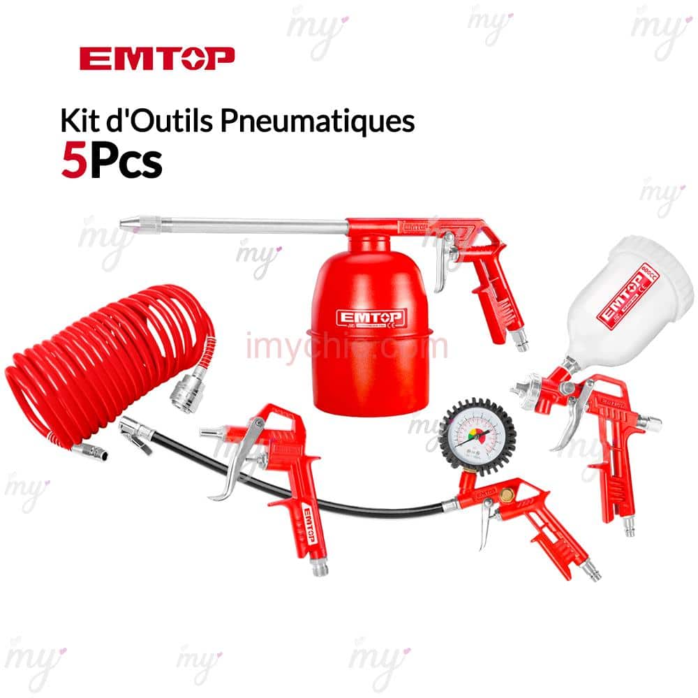Kit d'Outils Pneumatiques 5Pcs Emtop EATLS0503