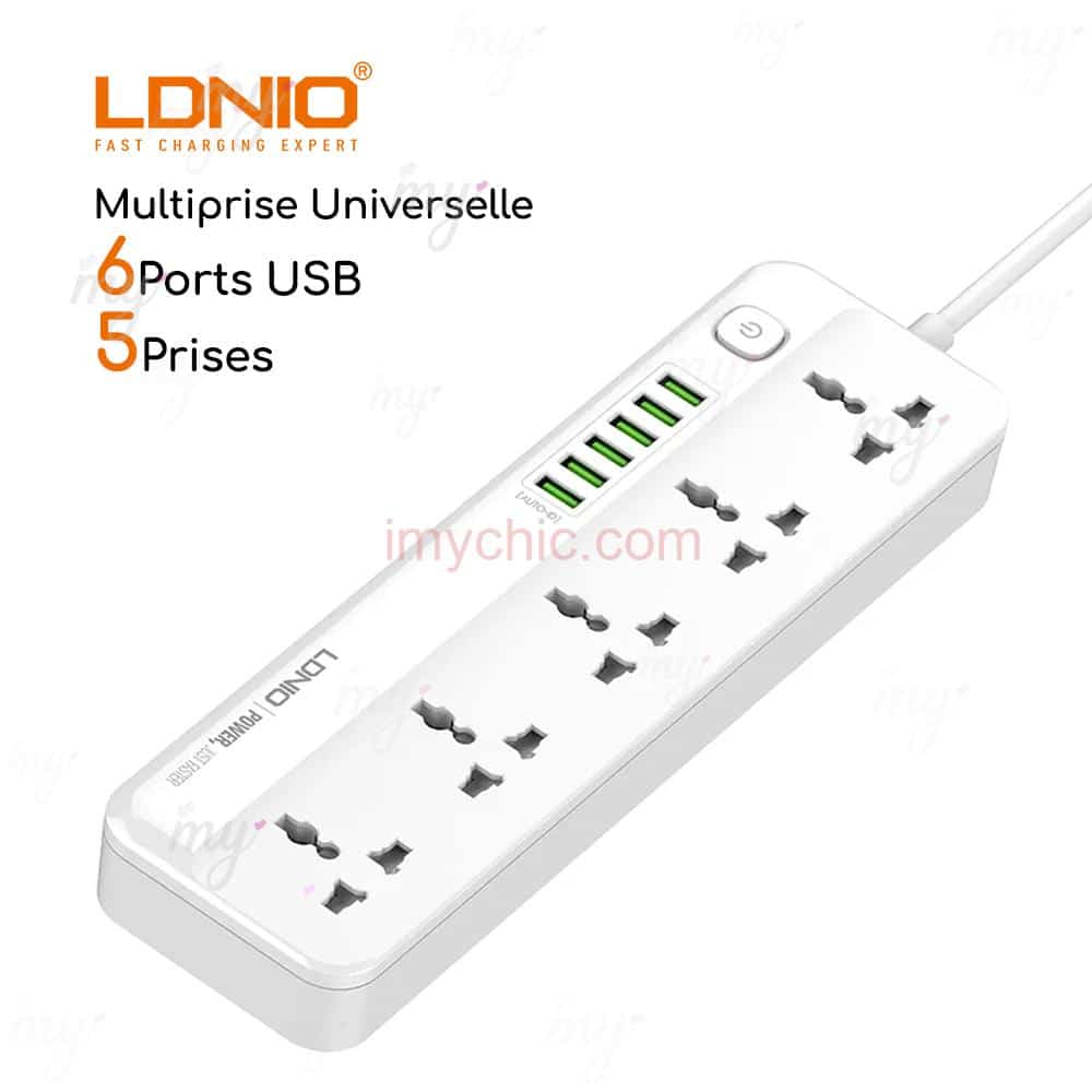 Multiprise LDNIO - 3 Prise de courant UK 6 Port USB