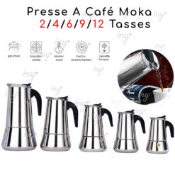 Cafetière Expresso, 2-4-6-9 Tasses Pot Moka en Acier Inoxydable Portable  Machine à Café Expresso Italienne pour Cuisinières à [420]
